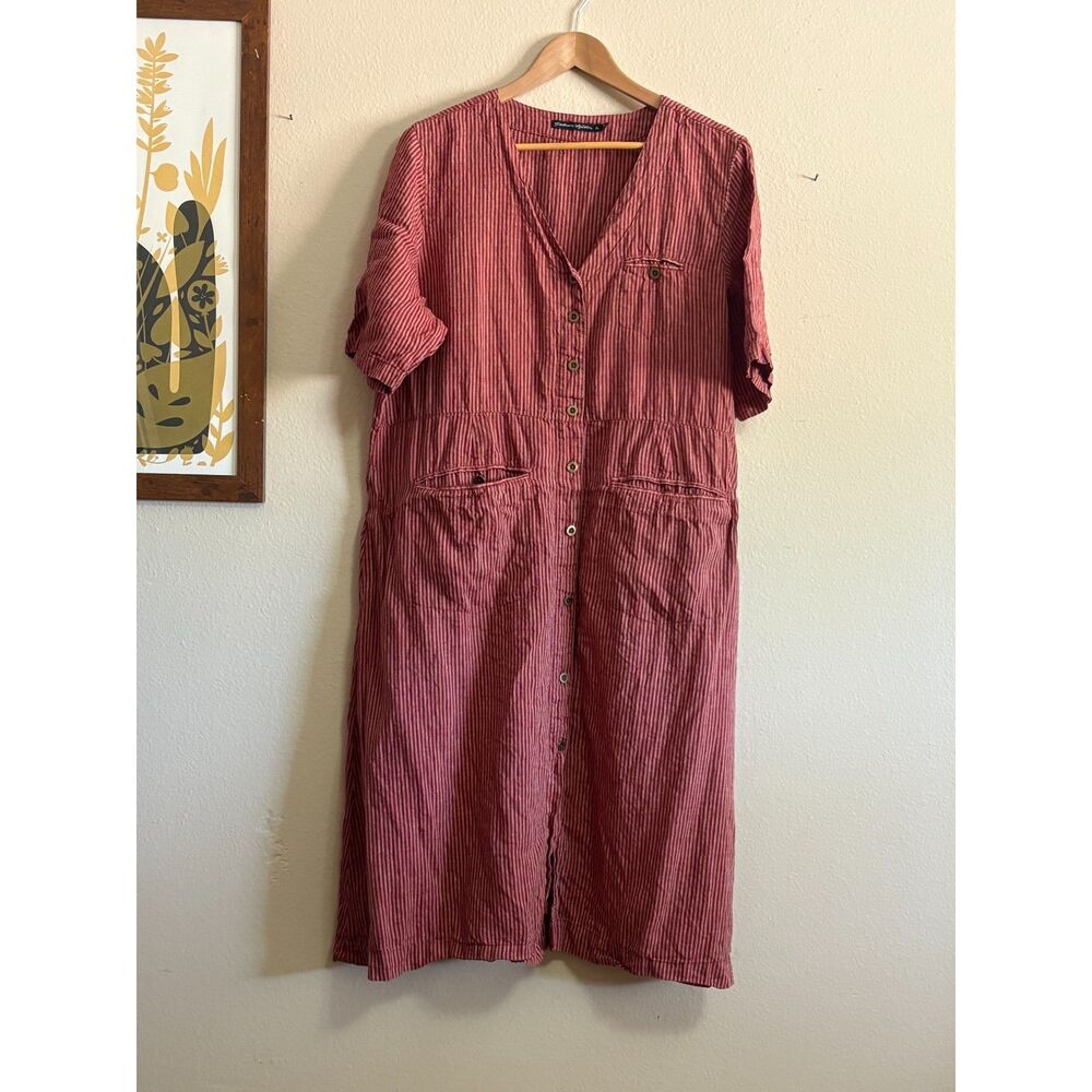 100% Cotton Fall Winter Gudrun Sjödén Red Striped Dress XL